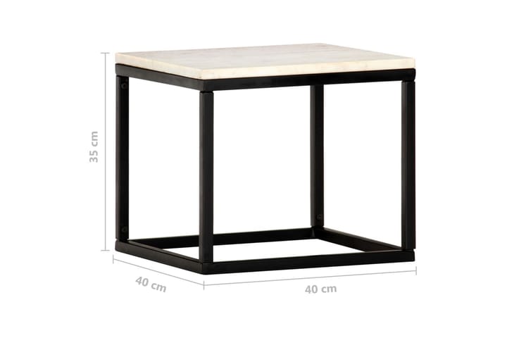 Sohvapöytä valkoinen 40x40x35 cm aito kivi marmorikuviolla - Sohvapöytä