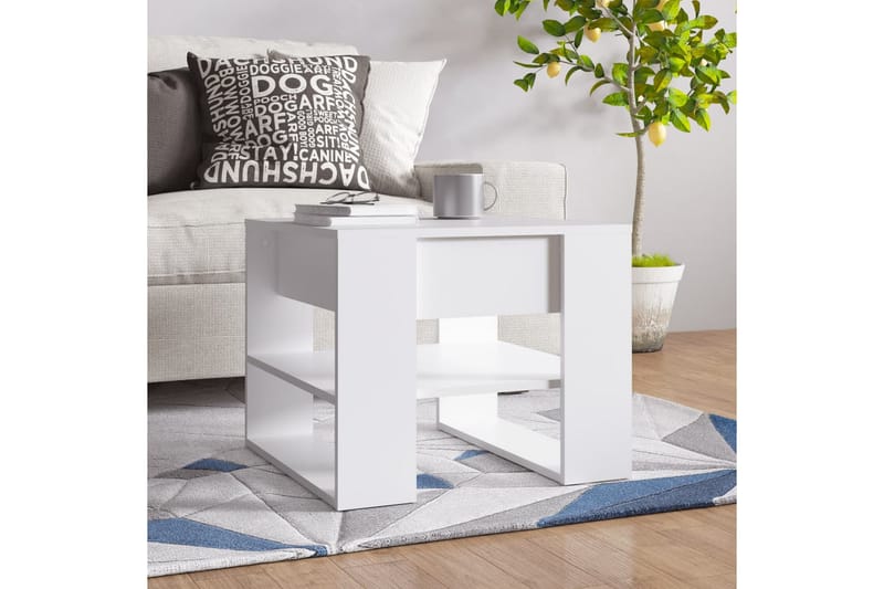 Sohvapöytä valkoinen 55,5x55x45 cm tekninen puu - Valkoinen - Huonekalut - Pöytä & ruokailuryhmä - Sohvapöytä