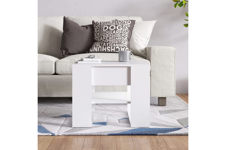 Sohvapöytä valkoinen 55,5x55x45 cm tekninen puu - Valkoinen - Sohvapöytä