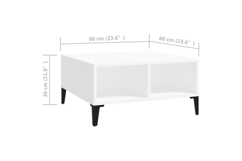 Sohvapöytä valkoinen 60x60x30 cm lastulevy - Huonekalut - Pöytä & ruokailuryhmä - Sohvapöytä
