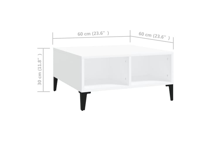 Sohvapöytä valkoinen 60x60x30 cm lastulevy - Sohvapöytä