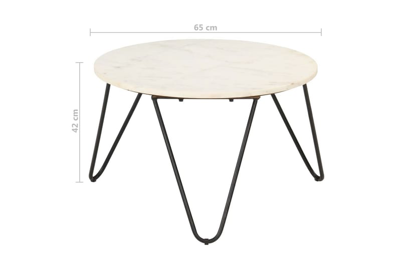 Sohvapöytä valkoinen 65x65x42 cm aito kivi marmorikuviolla - Huonekalut - Pöytä & ruokailuryhmä - Sohvapöytä