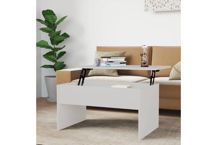 Sohvapöytä valkoinen 80x50,5x41,5 cm tekninen puu - Valkoinen - Sohvapöytä