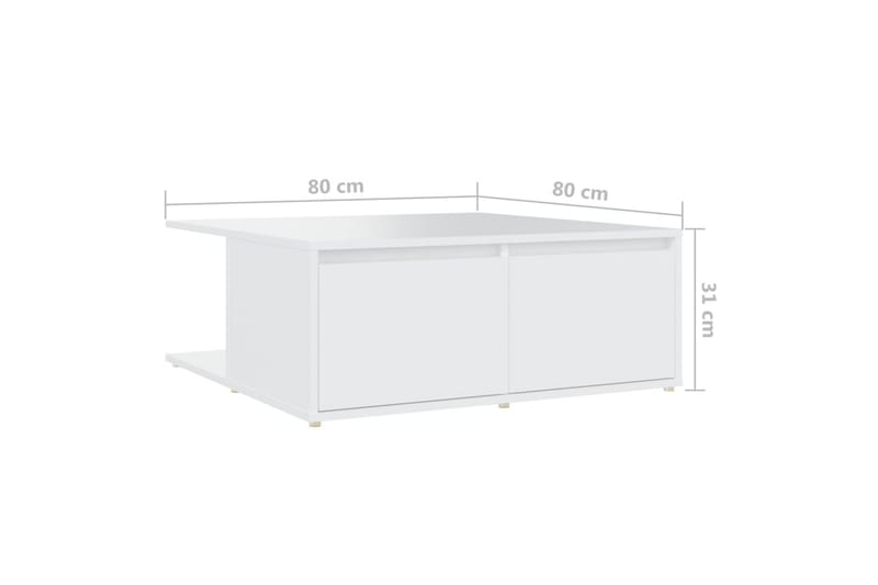 Sohvapöytä valkoinen 80x80x31 cm lastulevy - Huonekalut - Pöytä & ruokailuryhmä - Sohvapöytä