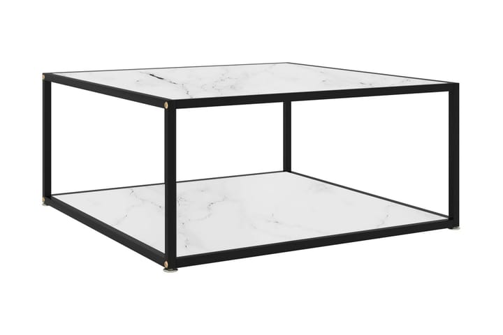 Sohvapöytä valkoinen 80x80x35 cm karkaistu lasi - Valkoinen - Sohvapöytä