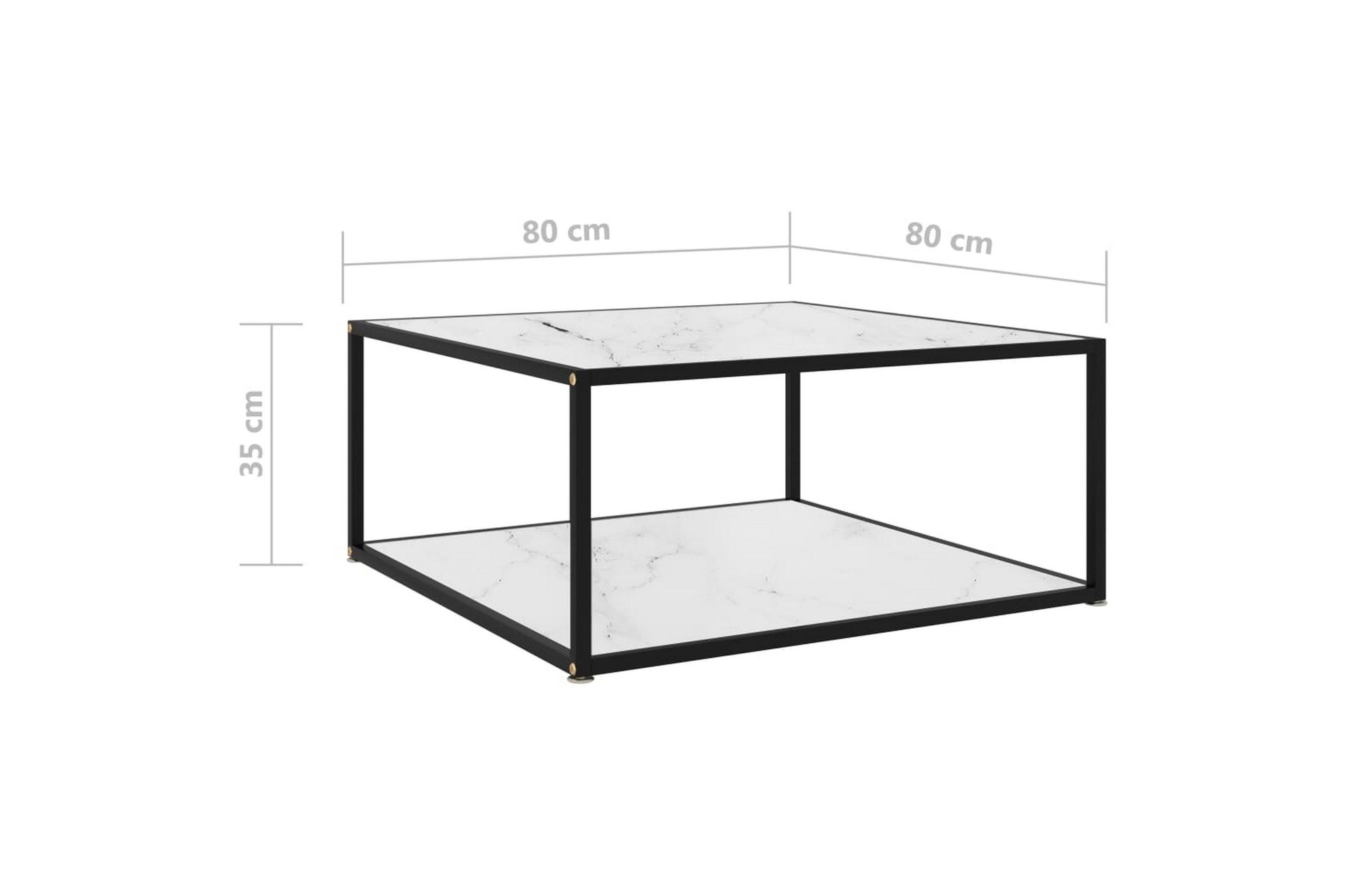 Sohvapöytä valkoinen 80x80x35 cm karkaistu lasi - Valkoinen - Huonekalut - Pöytä & ruokailuryhmä - Sohvapöytä