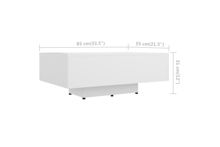 Sohvapöytä valkoinen 85x55x31 cm lastulevy - Sohvapöytä
