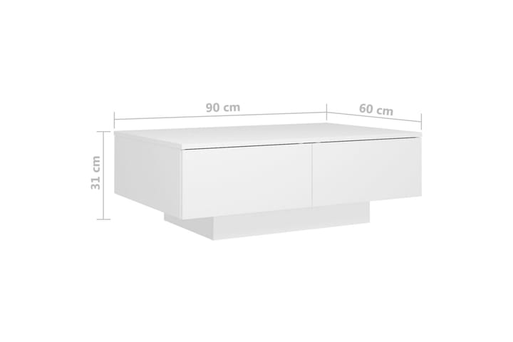 Sohvapöytä valkoinen 90x60x31 cm lastulevy - Sohvapöytä