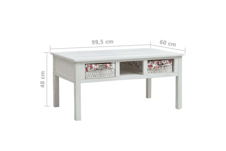 Sohvapöytä valkoinen 99,5x60x48 cm puu - Valkoinen - Sohvapöytä