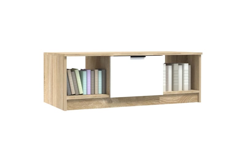 Sohvapöytä valkoinen ja Sonoma-tammi 102x50x36 cm tekninen p - Beige - Huonekalut - Pöytä & ruokailuryhmä - Sohvapöytä