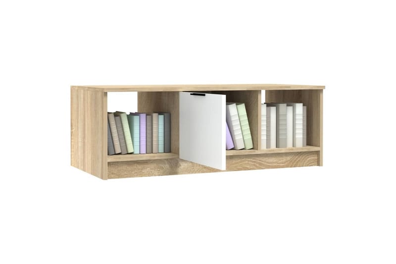 Sohvapöytä valkoinen ja Sonoma-tammi 102x50x36 cm tekninen p - Beige - Huonekalut - Pöytä & ruokailuryhmä - Sohvapöytä