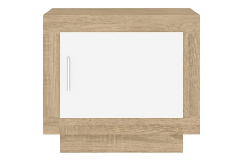 Sohvapöytä valkoinen ja Sonoma-tammi 51x50x45 cm tekninen pu - Beige - Huonekalut - Pöytä & ruokailuryhmä - Sohvapöytä