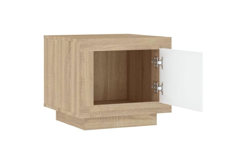 Sohvapöytä valkoinen ja Sonoma-tammi 51x50x45 cm tekninen pu - Beige - Huonekalut - Pöytä & ruokailuryhmä - Sohvapöytä