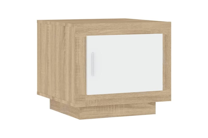 Sohvapöytä valkoinen ja Sonoma-tammi 51x50x45 cm tekninen pu - Beige - Huonekalut - Pöytä & ruokailuryhmä - Sohvapöytä