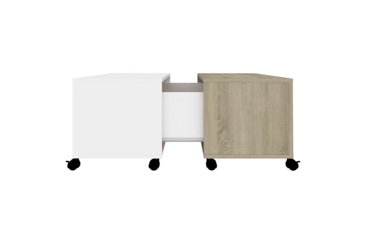 Sohvapöytä valkoinen ja Sonoma-tammi 75x75x38 cm lastulevy - Sohvapöytä