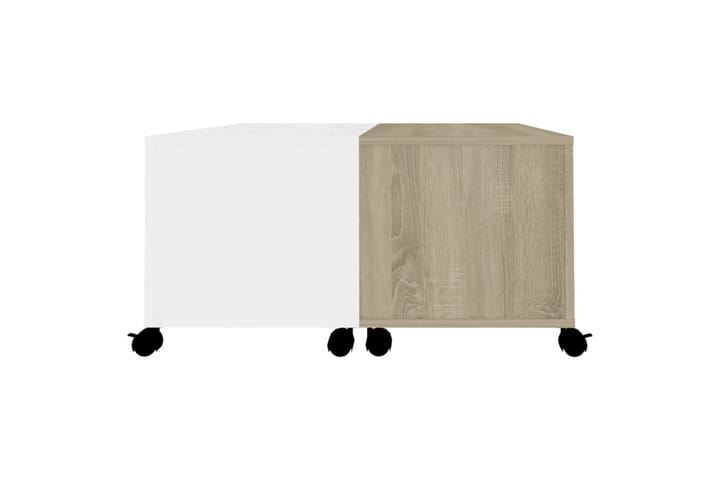 Sohvapöytä valkoinen ja Sonoma-tammi 75x75x38 cm lastulevy - Sohvapöytä