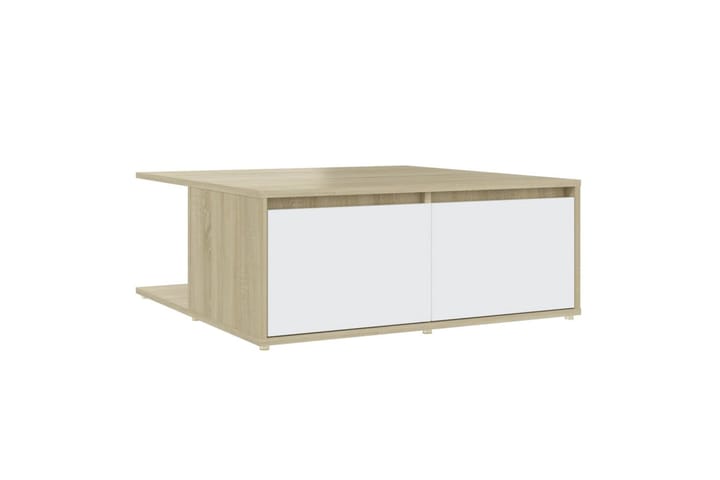 Sohvapöytä valkoinen ja Sonoma-tammi 80x80x31 cm lastulevy - Sohvapöytä