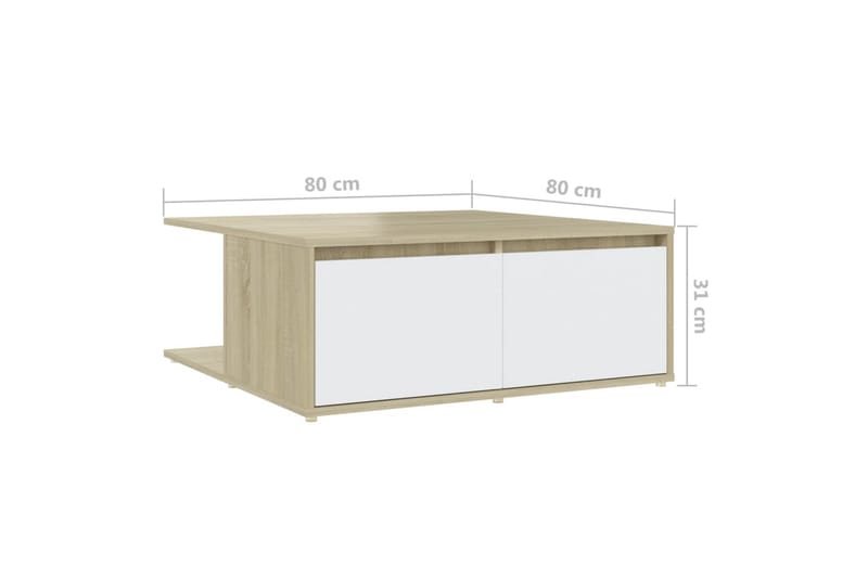 Sohvapöytä valkoinen ja Sonoma-tammi 80x80x31 cm lastulevy - Huonekalut - Pöytä & ruokailuryhmä - Sohvapöytä