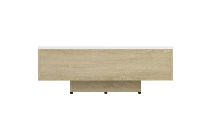 Sohvapöytä valkoinen ja Sonoma-tammi 85x55x31 cm lastulevy - Sohvapöytä