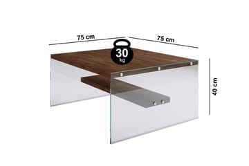 Sohvapöytä Vallsbo 75 cm Säilytyksellä Hylly - Lasi/Ruskea - Huonekalut - Pöytä & ruokailuryhmä - Sohvapöytä