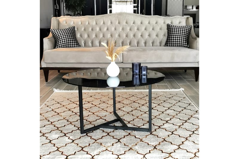 Sohvapöytä Vallsbo 75 cm Pyöreä X-jalat - Harmaa - Huonekalut - Pöytä & ruokailuryhmä - Sohvapöytä