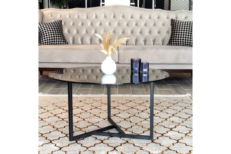 Sohvapöytä Vallsbo 75 cm Pyöreä X-jalat - Harmaa - Huonekalut - Pöytä & ruokailuryhmä - Sohvapöytä