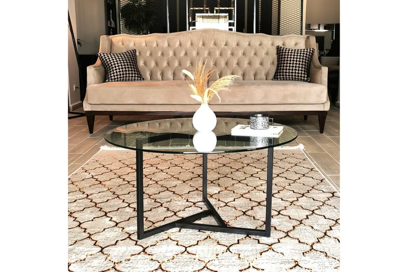 Sohvapöytä Vallsbo 75 cm Pyöreä X-jalat - Savunvärinen - Huonekalut - Pöytä & ruokailuryhmä - Sohvapöytä