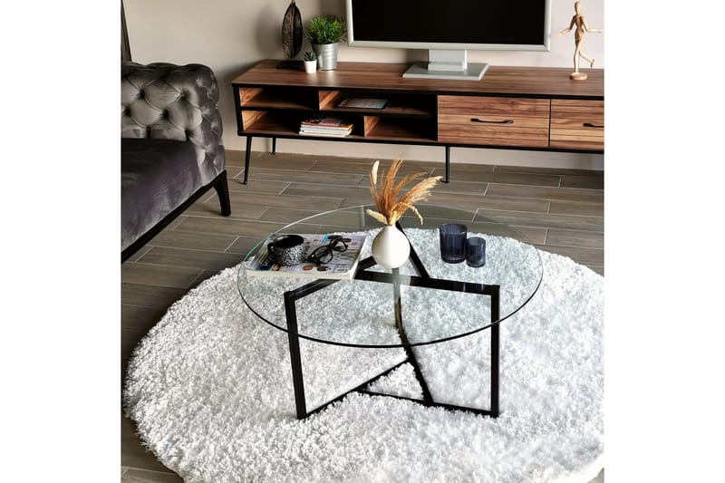 Sohvapöytä Vallsbo 75 cm Pyöreä X-jalat - Savunvärinen - Huonekalut - Pöytä & ruokailuryhmä - Sohvapöytä