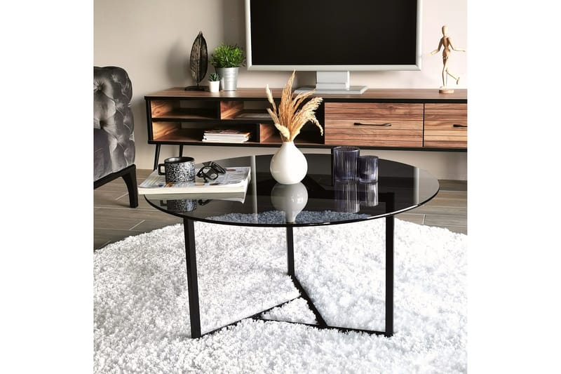 Sohvapöytä Vallsbo 75 cm Pyöreä X-jalat - Harmaa - Huonekalut - Pöytä & ruokailuryhmä - Sohvapöytä