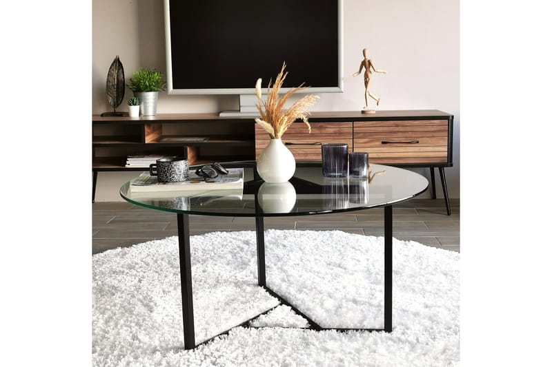 Sohvapöytä Vallsbo 75 cm Pyöreä X-jalat - Savunvärinen - Huonekalut - Pöytä & ruokailuryhmä - Sohvapöytä