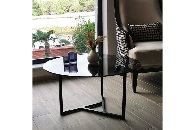 Sohvapöytä Vallsbo 75 cm Pyöreä X-jalat - Harmaa - Huonekalut - Pöytä & ruokailuryhmä - Sohvapöytä