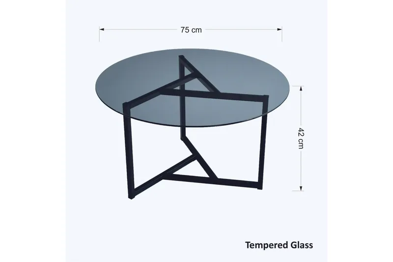Sohvapöytä Vallsbo 75 cm Pyöreä X-jalat - Harmaa - Huonekalut - Pöytä & ruokailuryhmä - Sohvapöytä