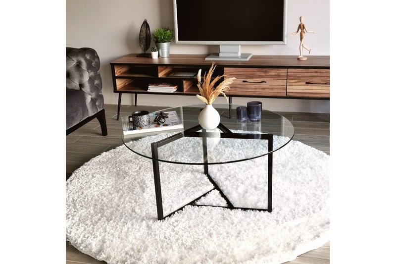 Sohvapöytä Vallsbo 75 cm Pyöreä X-jalat - Savunvärinen - Huonekalut - Pöytä & ruokailuryhmä - Sohvapöytä