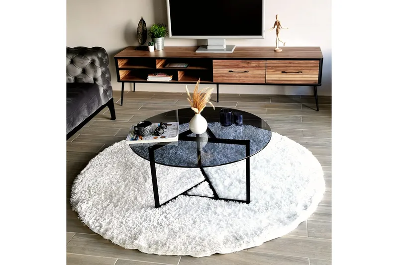 Sohvapöytä Vallsbo 75 cm Pyöreä X-jalat - Harmaa - Huonekalut - Pöytä & ruokailuryhmä - Sohvapöytä