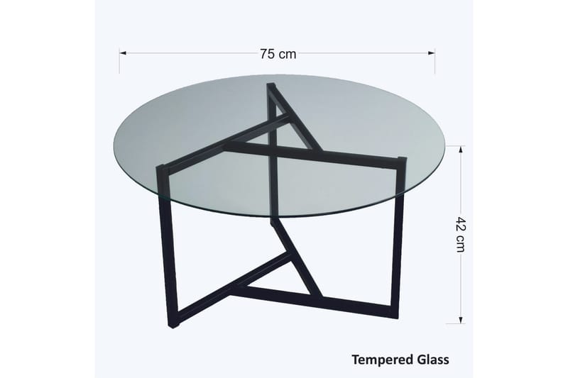 Sohvapöytä Vallsbo 75 cm Pyöreä X-jalat - Savunvärinen - Huonekalut - Pöytä & ruokailuryhmä - Sohvapöytä