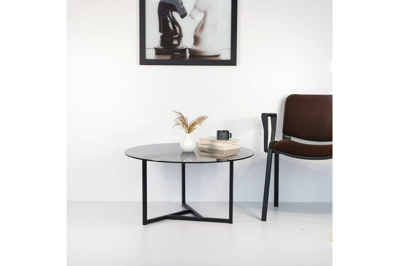 Sohvapöytä Vallsbo 75 cm Pyöreä X-jalat - Harmaa - Huonekalut - Pöytä & ruokailuryhmä - Sohvapöytä