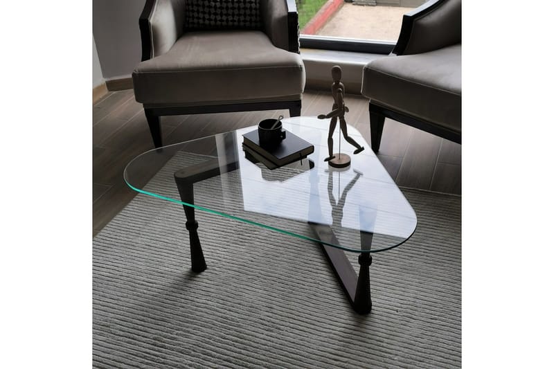 Sohvapöytä Vallsbo 96 cm Kolmikulmainen - Pähkinänruskea - Huonekalut - Pöytä & ruokailuryhmä - Sohvapöytä