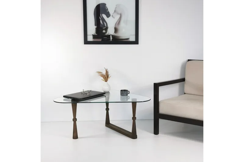 Sohvapöytä Vallsbo 96 cm Kolmikulmainen - Pähkinänruskea - Huonekalut - Pöytä & ruokailuryhmä - Sohvapöytä