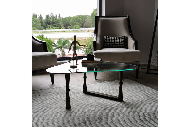 Sohvapöytä Vallsbo 96 cm Kolmikulmainen - Pähkinänruskea - Huonekalut - Pöytä & ruokailuryhmä - Sohvapöytä