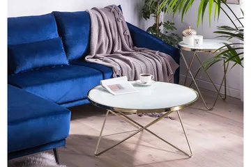 Sohvapöytä Vanlaarhoven 80 cm Pyöreä - Valkoinen - Huonekalut - Pöytä & ruokailuryhmä - Sohvapöytä