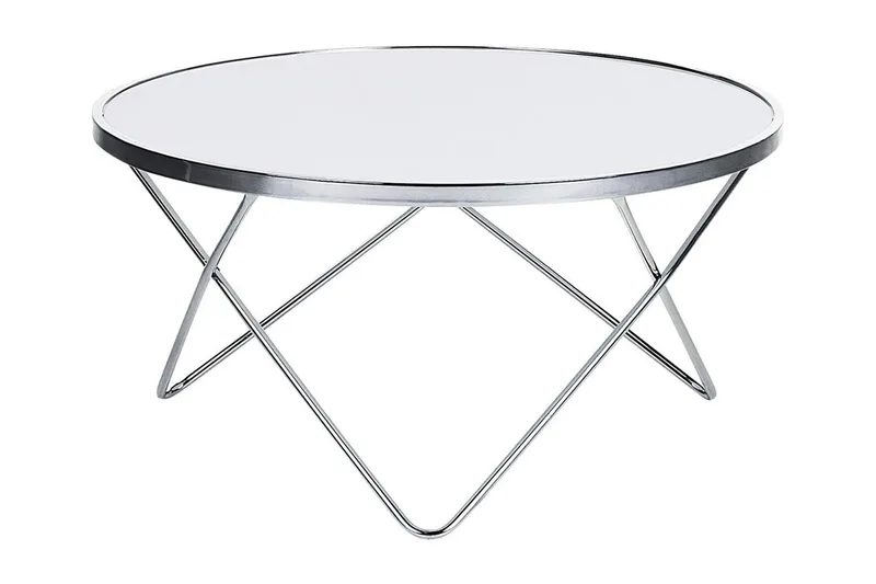 Sohvapöytä Vanlaarhoven 80 cm Pyöreä, Valkoinen/Hopea