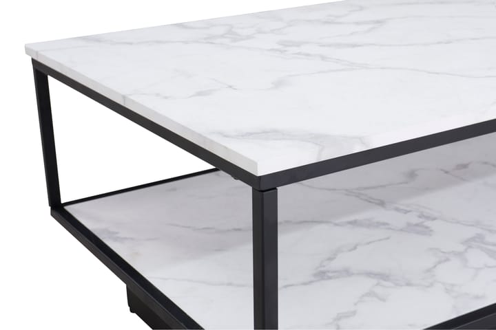 Sohvapöytä Vannetta 120 cm Säilytyksellä Hylly Marmorikuvio - Harmaa/Valkoinen/Musta - Marmoripöydät - Sohvapöytä