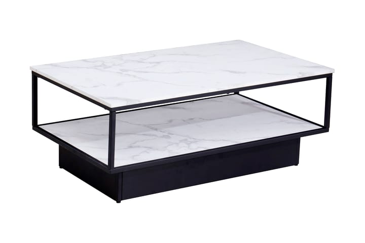 Sohvapöytä Vannetta 120 cm Säilytyksellä Hylly Marmorikuvio - Harmaa/Valkoinen/Musta - Marmoripöydät - Sohvapöytä