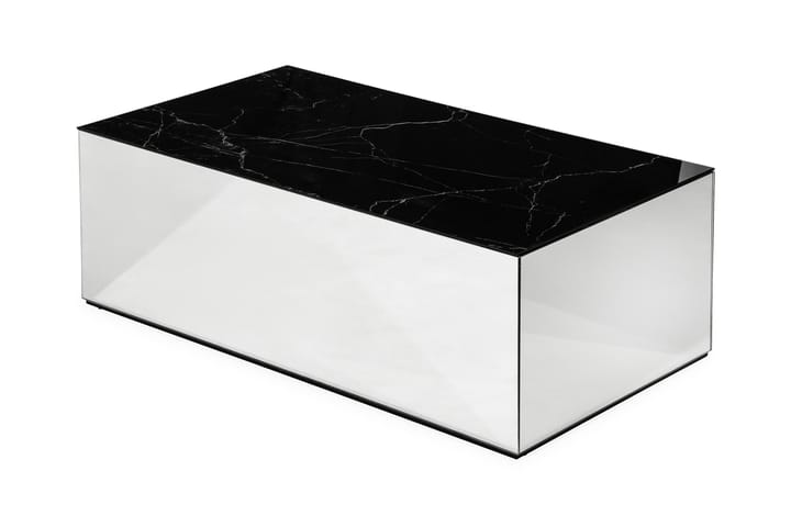 Sohvapöytä Vathy 110 cm Marmorikuvio - Peili/Lasi/Musta - Peilipöytä - Marmoripöydät - Sohvapöytä