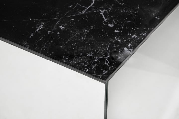 Sohvapöytä Vathy 60 cm Marmorikuvio - Peili/Lasi/Musta - Marmoripöydät - Sohvapöytä - Peilipöytä