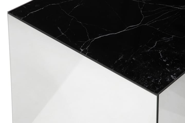 Sohvapöytä Vathy 60 cm Marmorikuvio - Peili/Lasi/Musta - Marmoripöydät - Sohvapöytä - Peilipöytä