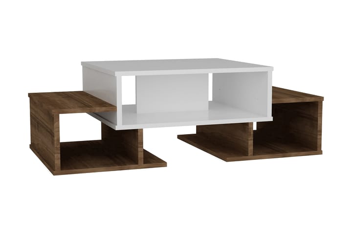 Sohvapöytä Vavane 103 cm Säilytyksellä Hyllyt - Valkoinen/Pähkinänruskea - Sohvapöytä
