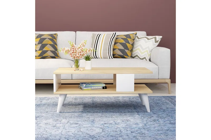 Sohvapöytä Vergale 90x40x90 cm - Valkoinen - Huonekalut - Pöytä & ruokailuryhmä - Sohvapöytä