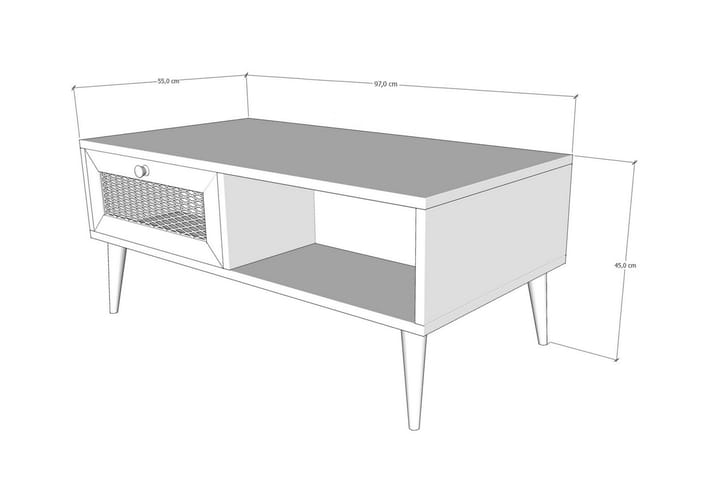 Sohvapöytä Vergale 97 cm Säilytyksellä Hylly + 2 laatikkoa - Luonnonväri - Sohvapöytä