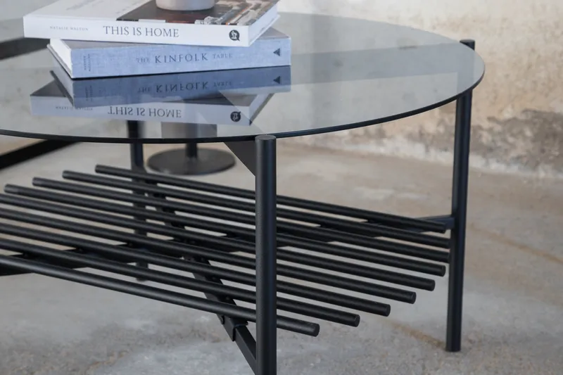 Sohvapöytä Von Staf 80 cm Pyöreä Lasi - Harmaa - Huonekalut - Pöytä & ruokailuryhmä - Sohvapöytä